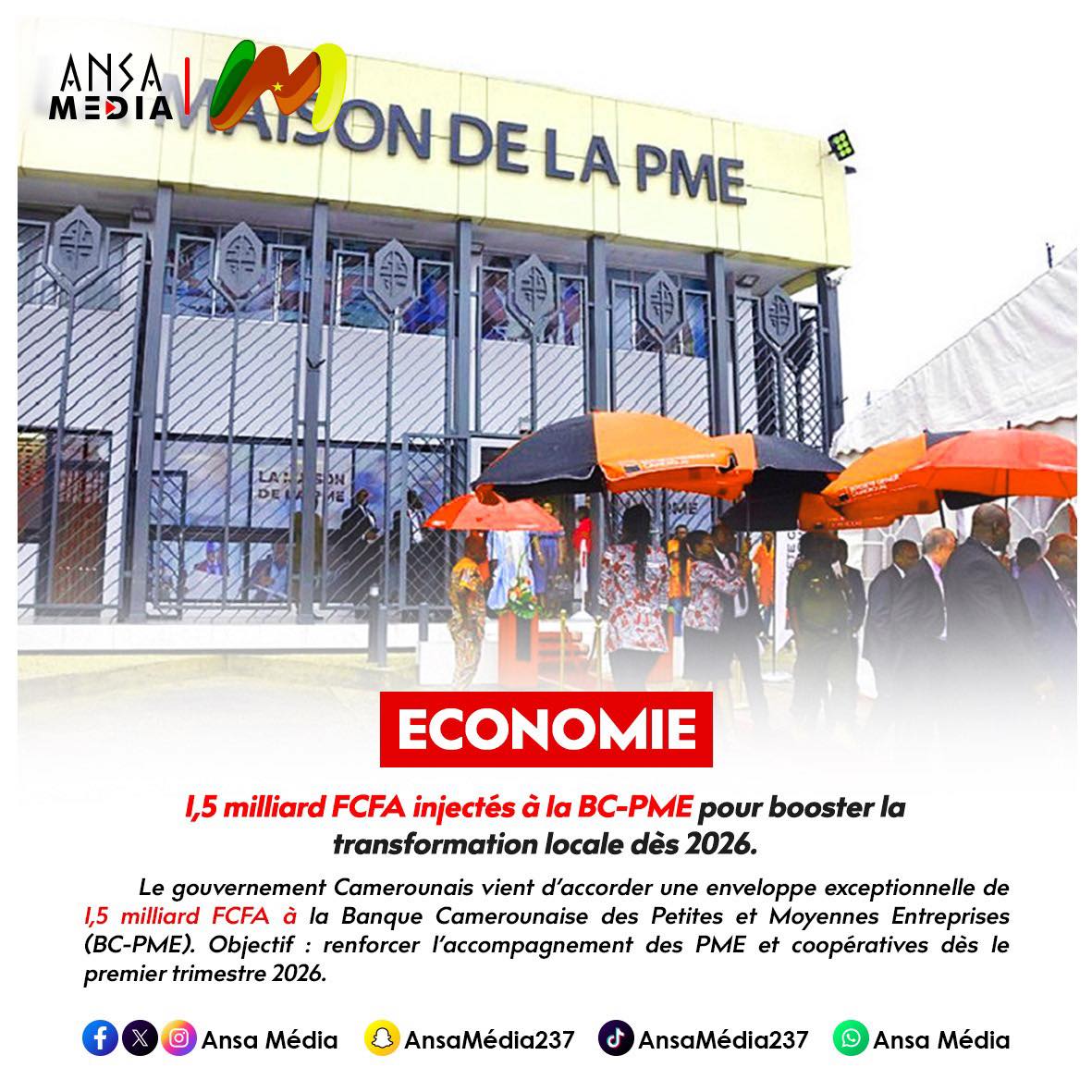 Dès 2026, 1,5 milliard FCFA seront injectés à la BC-PME pour accélérer la transformation locale.