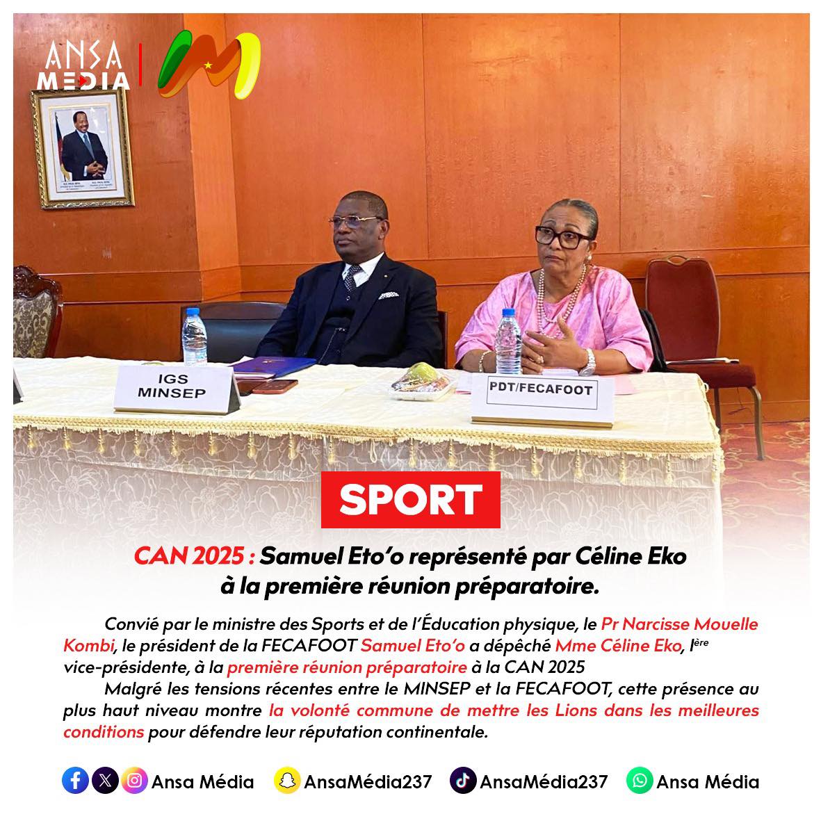CAN 2025 : Samuel Eto’o représenté par Céline Eko à la première réunion préparatoire.