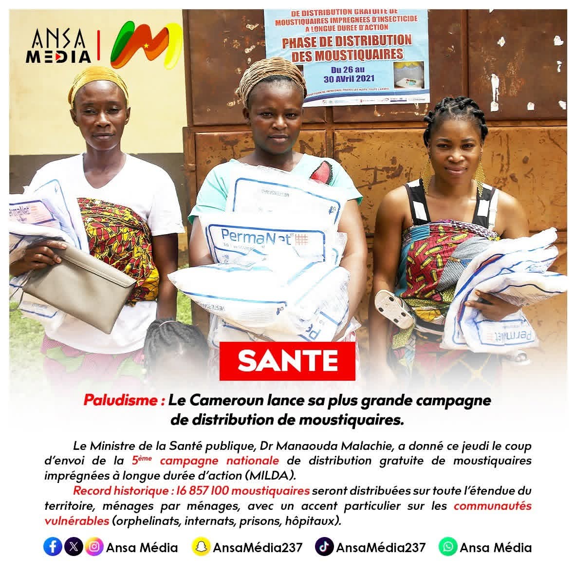 Grande campagne de distribution de moustiquaires