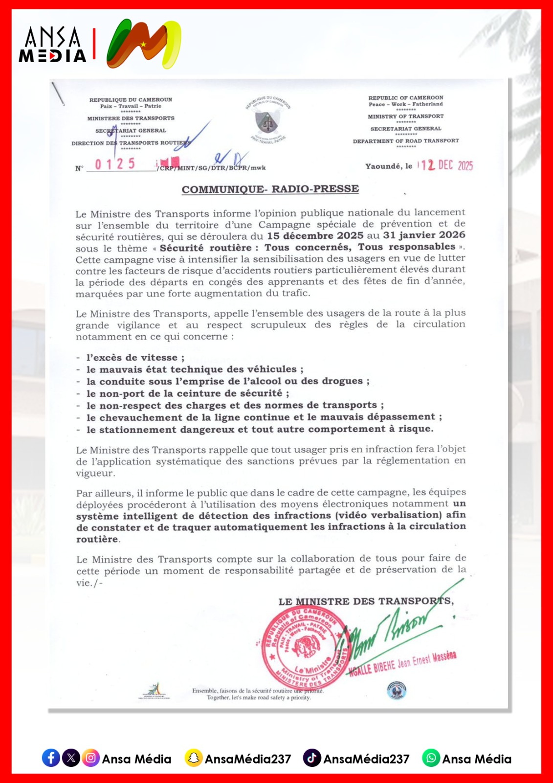 Une campagne spéciale lancée du 15 décembre 2025 au 31 janvier 2026.