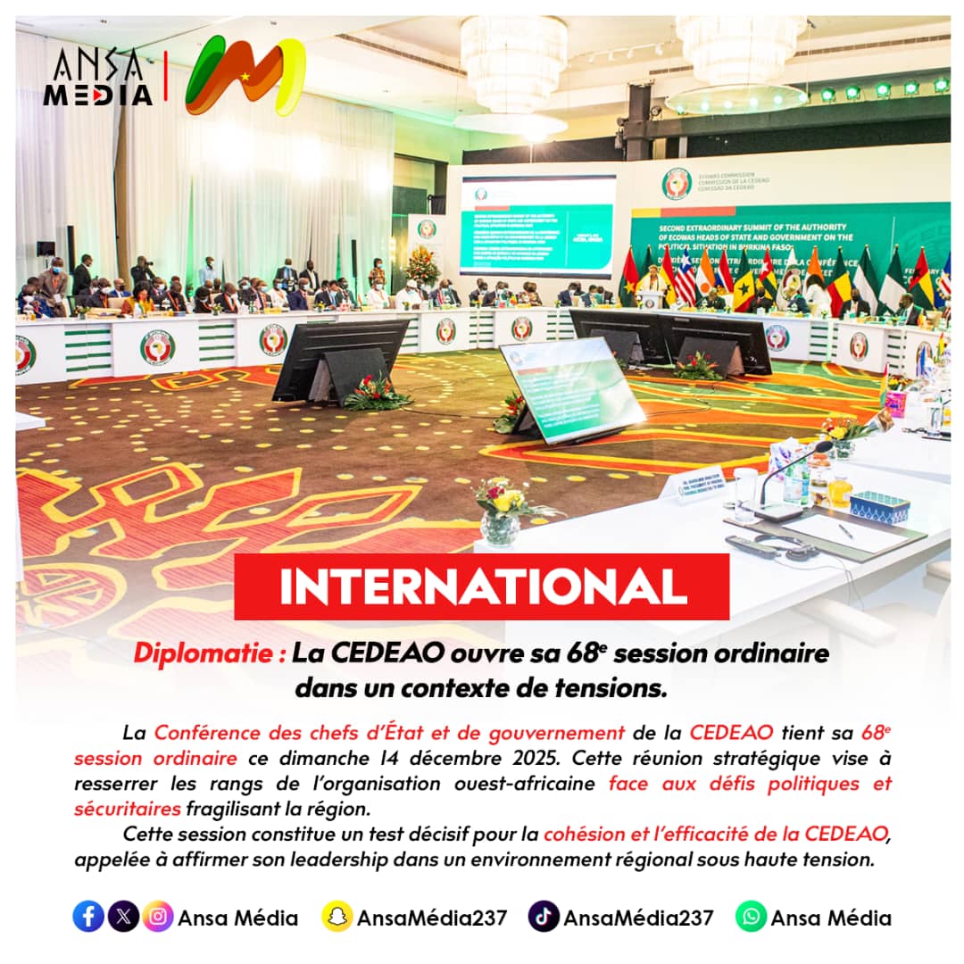 La CEDEAO ouvre sa 68eme session ordinaire dans un contexte de tensions.