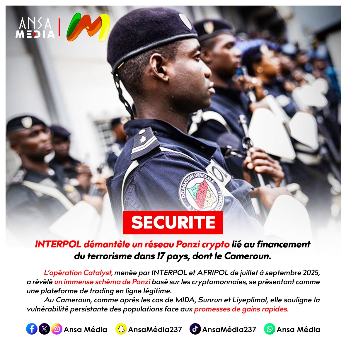 INTERPOL démantèle un vaste réseau Ponzi crypto de 320 milliards FCFA.