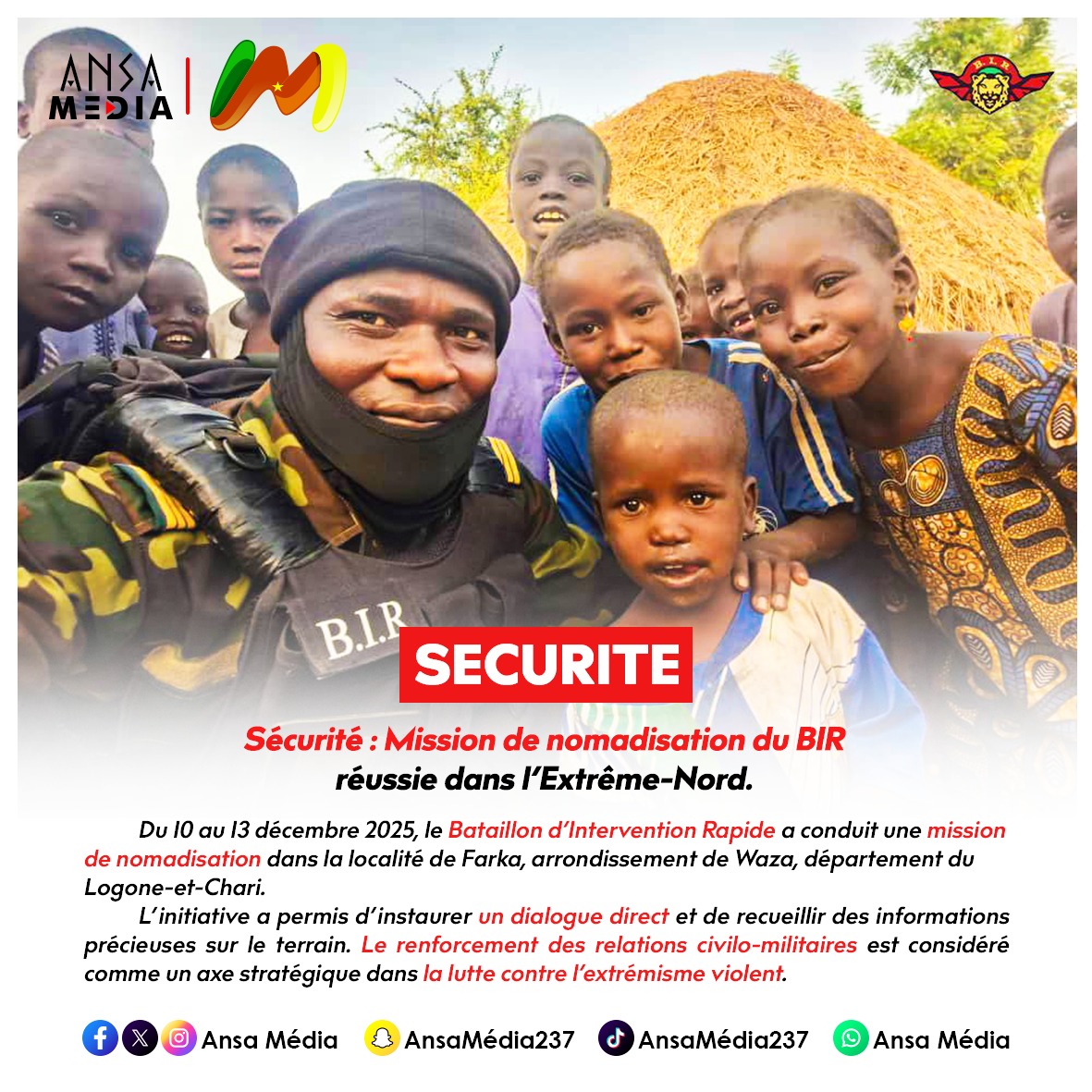 Sécurité : Mission de nomadisation du BIR réussie dans l’Extrême-Nord.