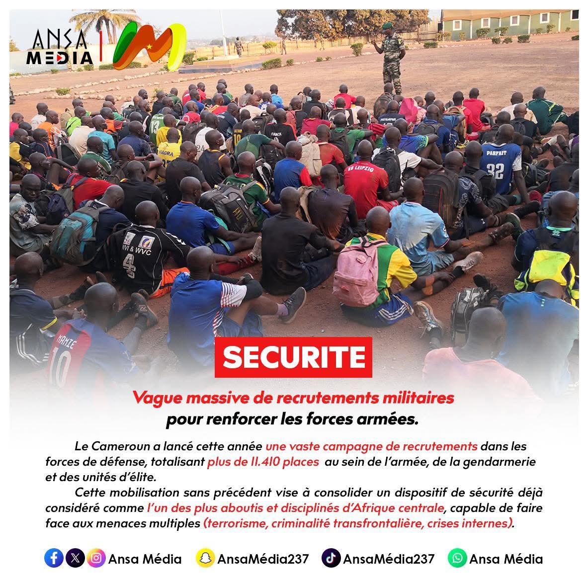 Vague massive de recrutements militaires pour renforcer les forces armées.