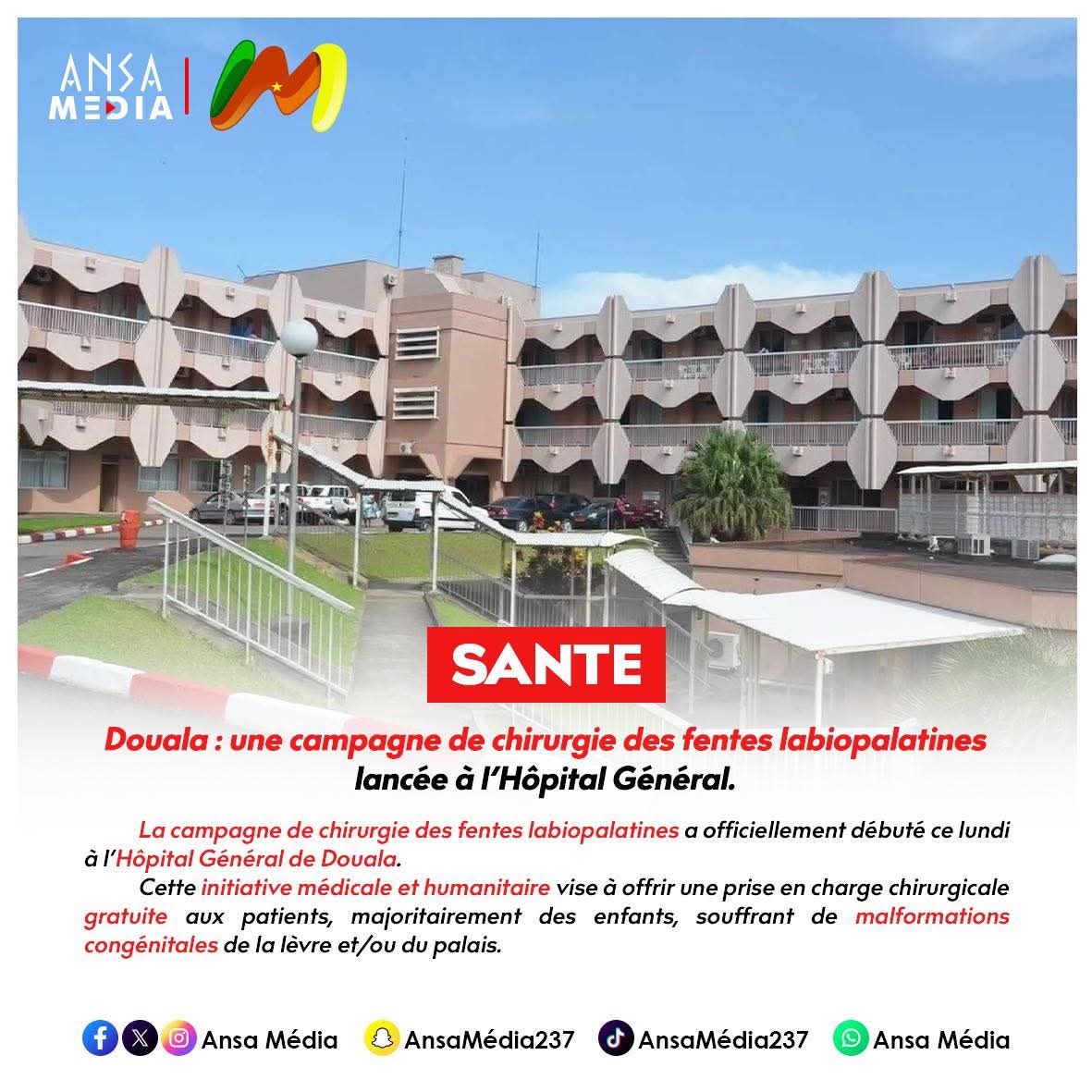 Campagne de chirurgie des fentes à l'hôpital général de Douala