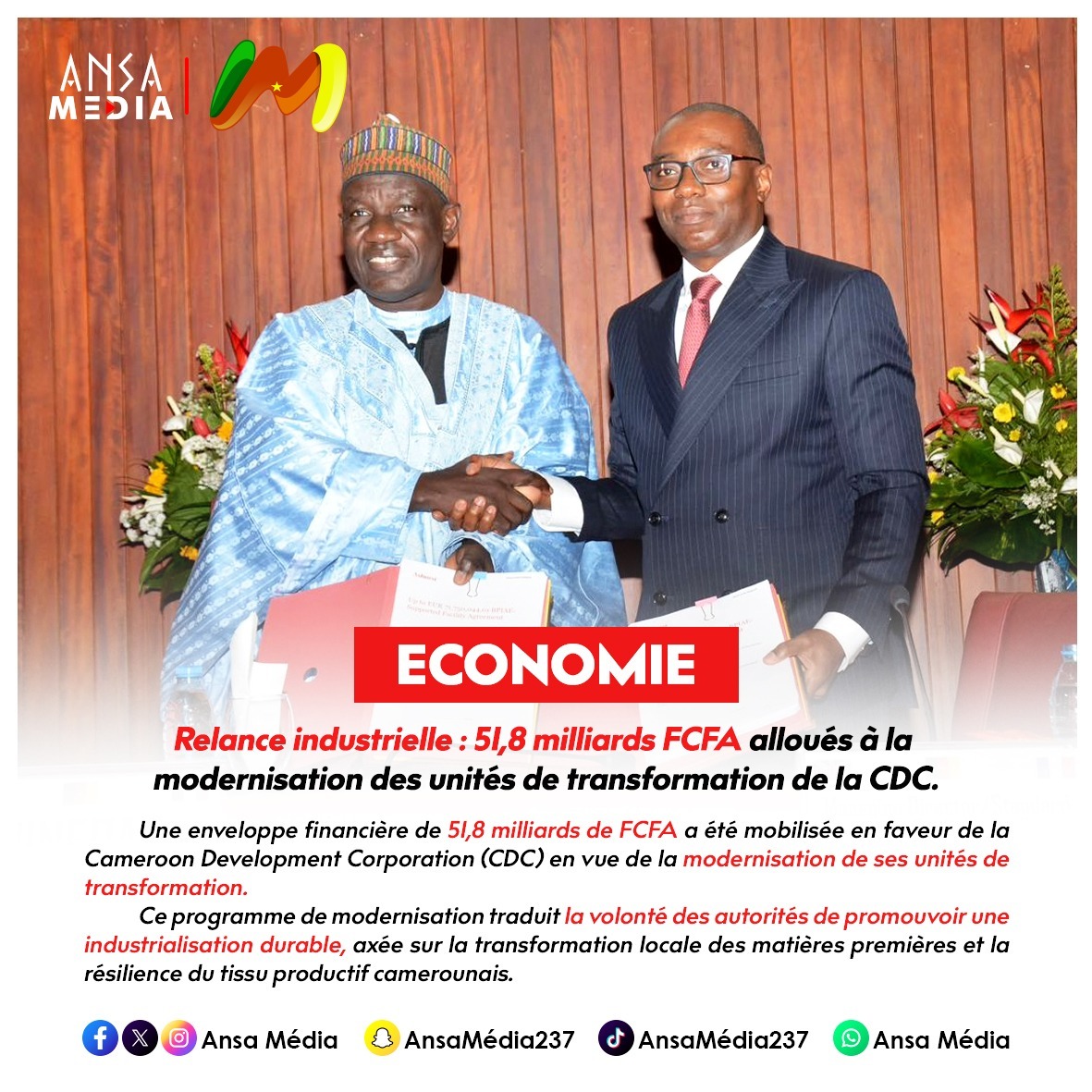 51,8 milliards FCFA alloués à la modernisation des unités de transformation de la CDC.