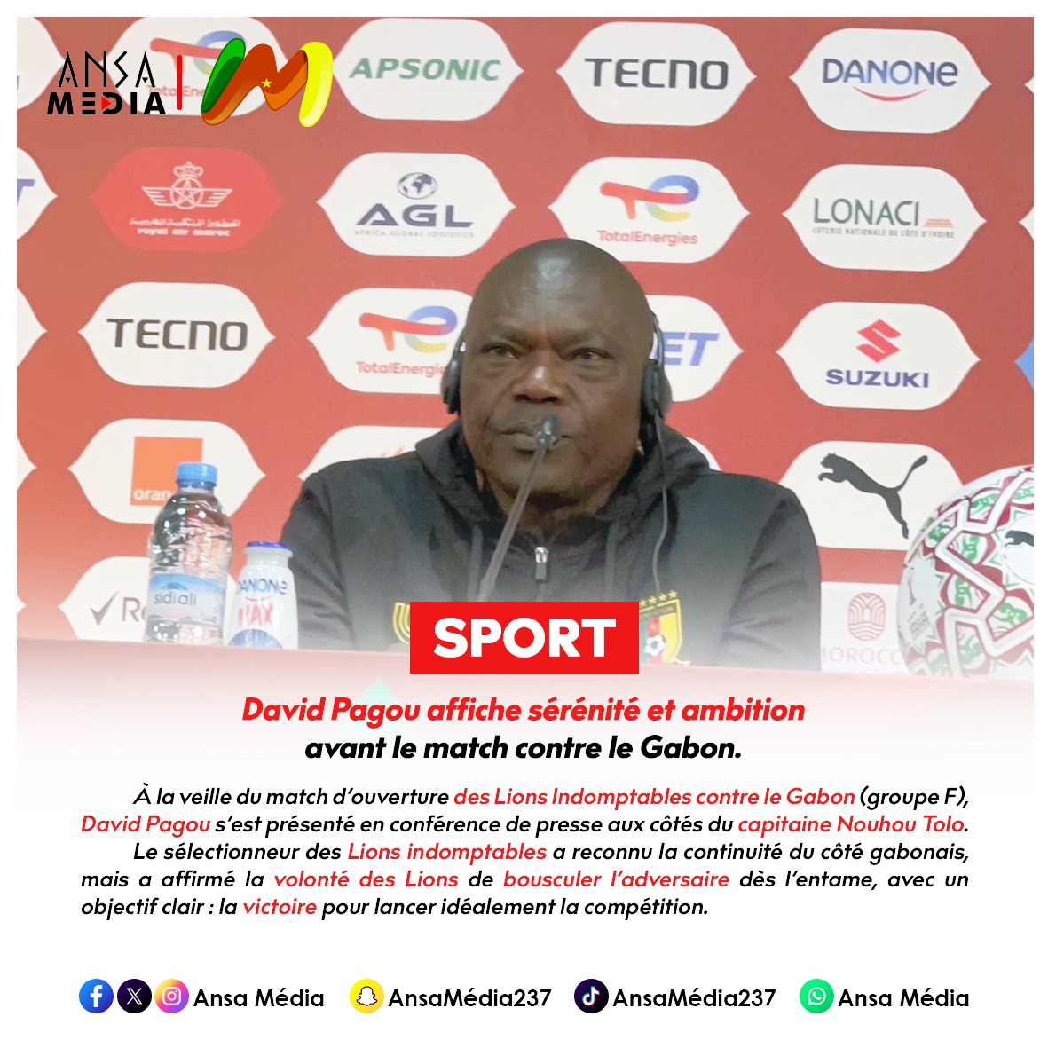 David Pagou affiche sérénité et ambition avant le match contre le Gabon