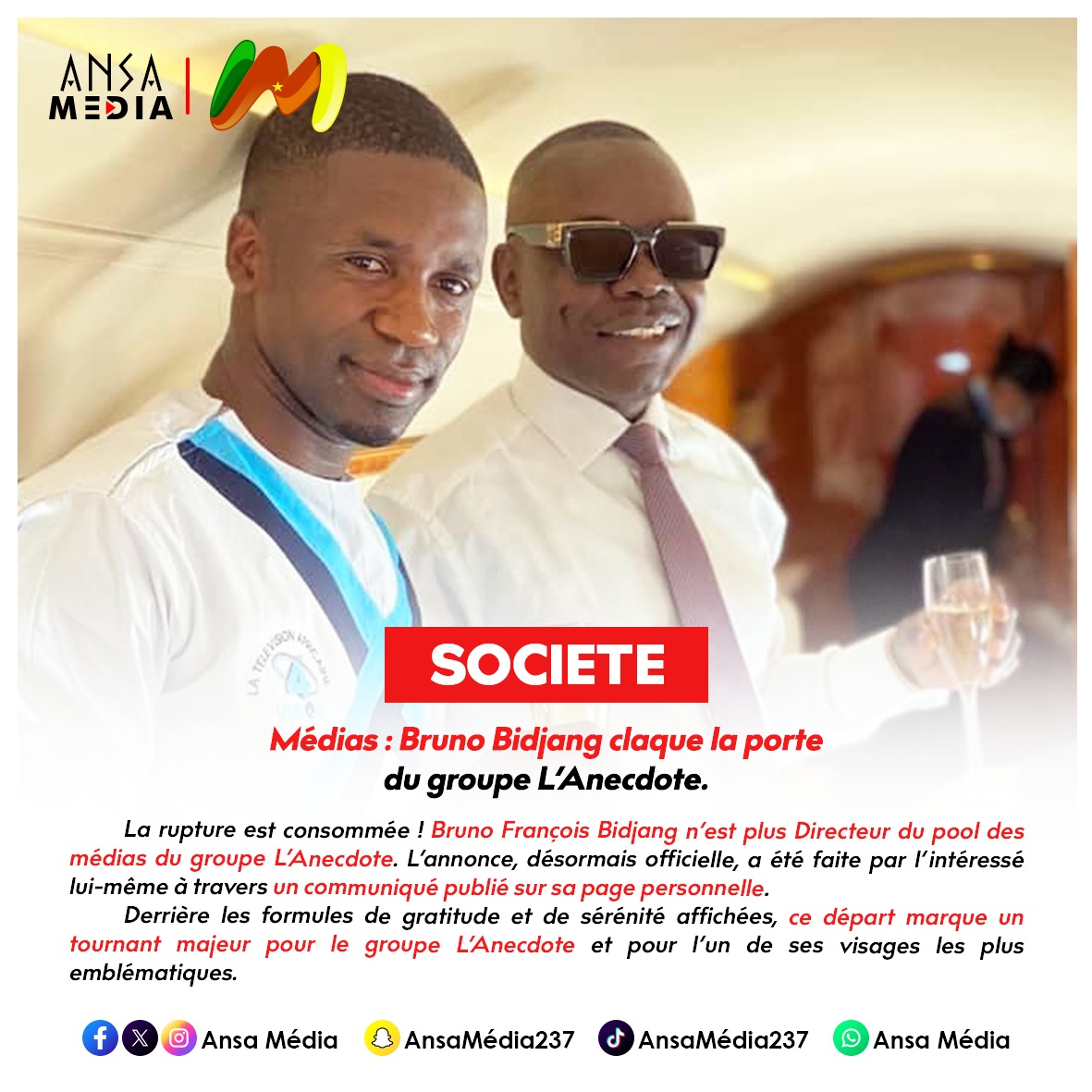 Médias : Bruno Bidjang claque la porte du groupe L’Anecdote.