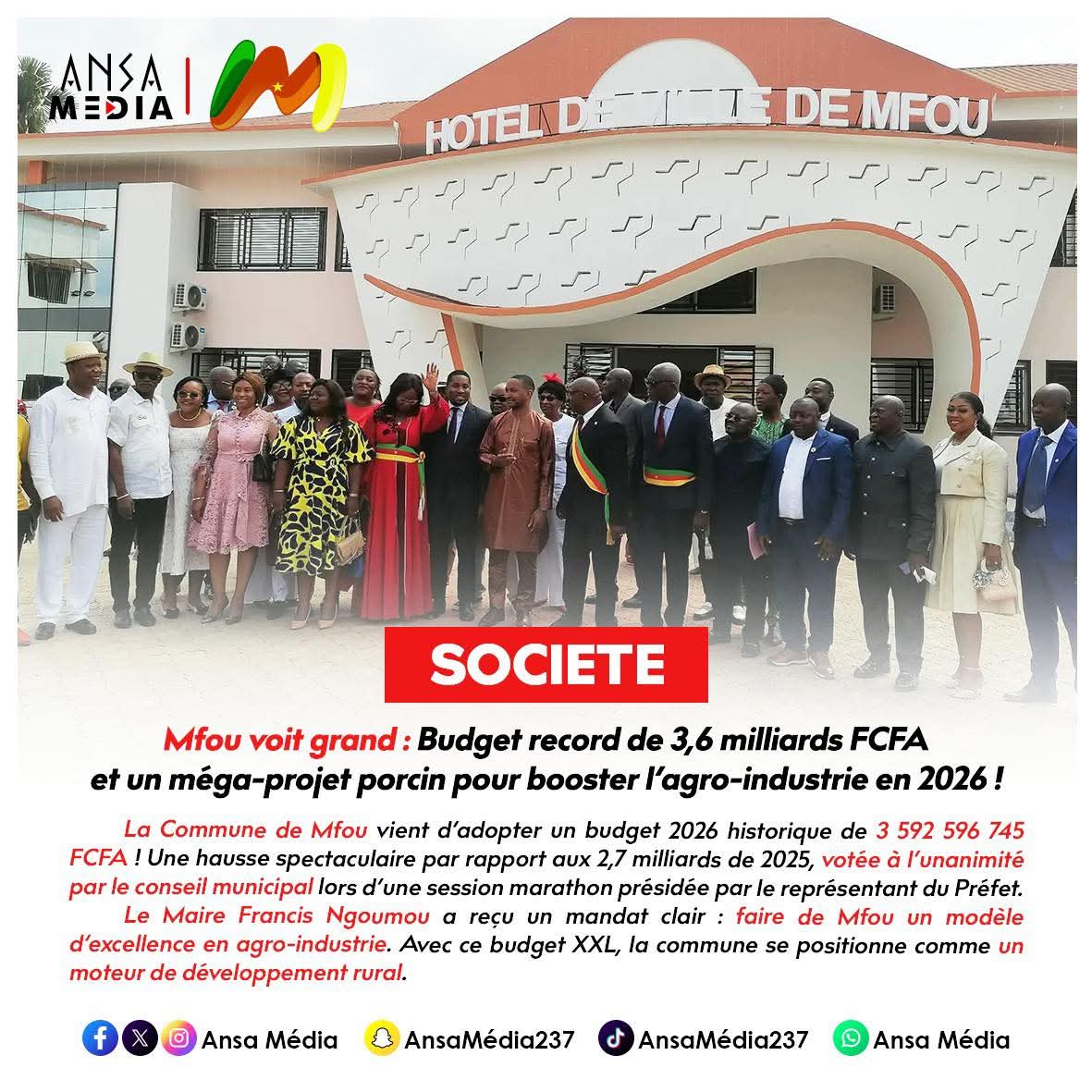 Mfou voit grand : Budget record de 3,6 milliards FCFA