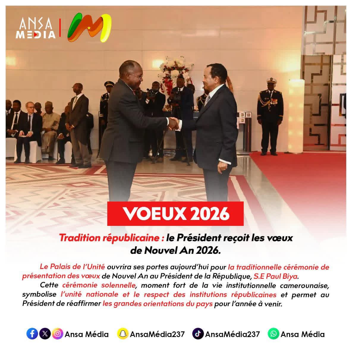 Tradition républicaine : le Président reçoit les vœux de Nouvel An 2026.