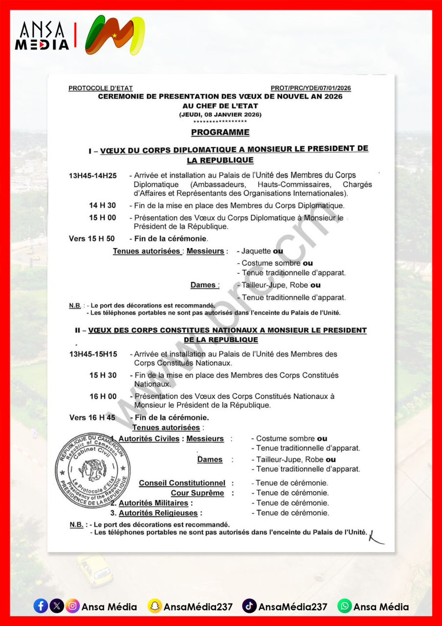 Présentation des Voeux 2026 - Programme officiel