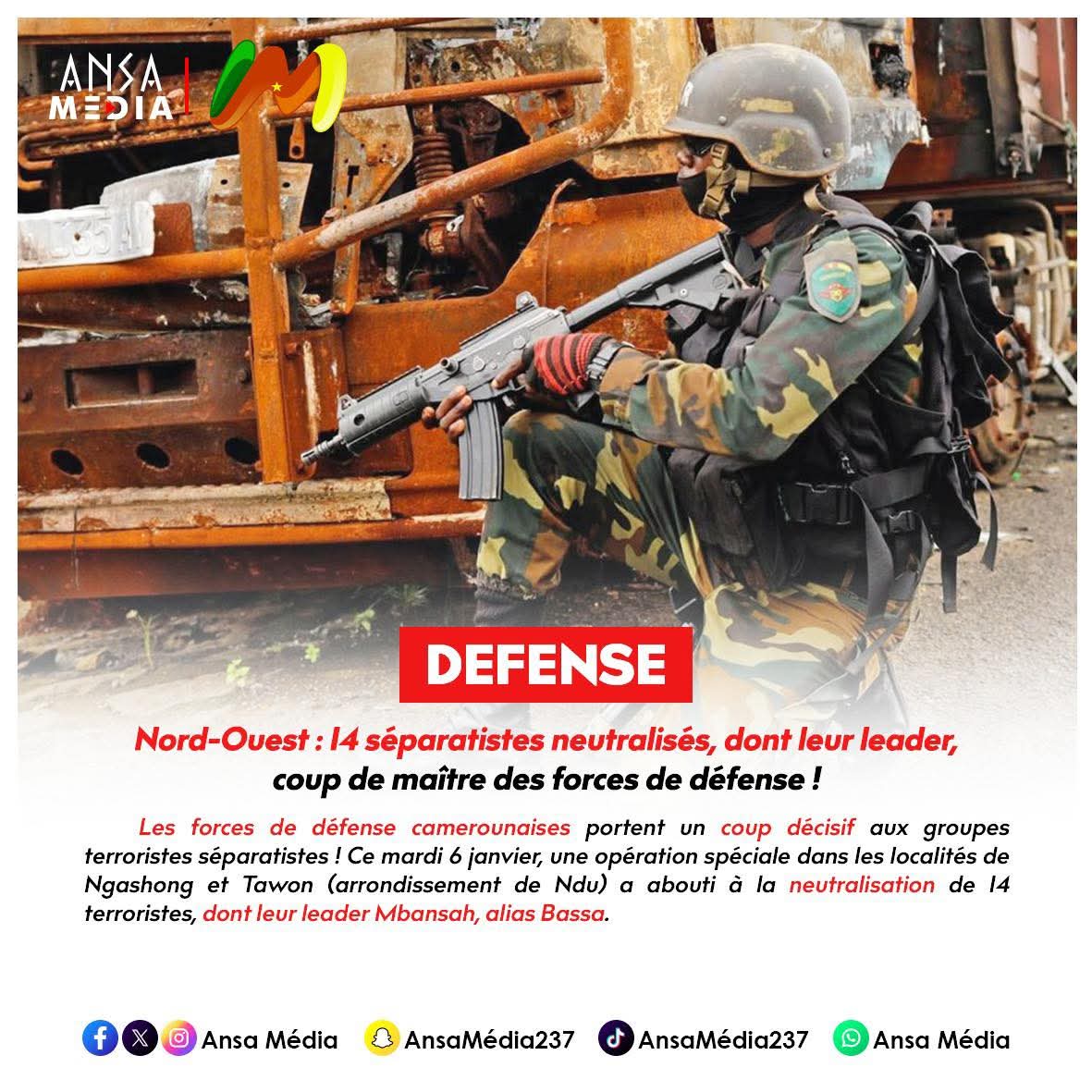 14 séparatistes neutralisés, dont leur leader : Coup de maître des forces de défense !