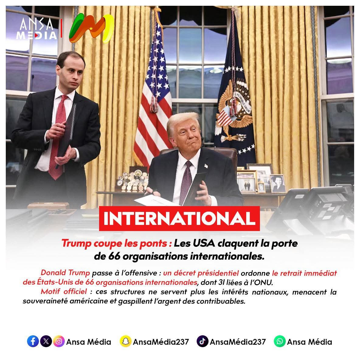 Les USA claquent la porte de 66 organisations internationales !