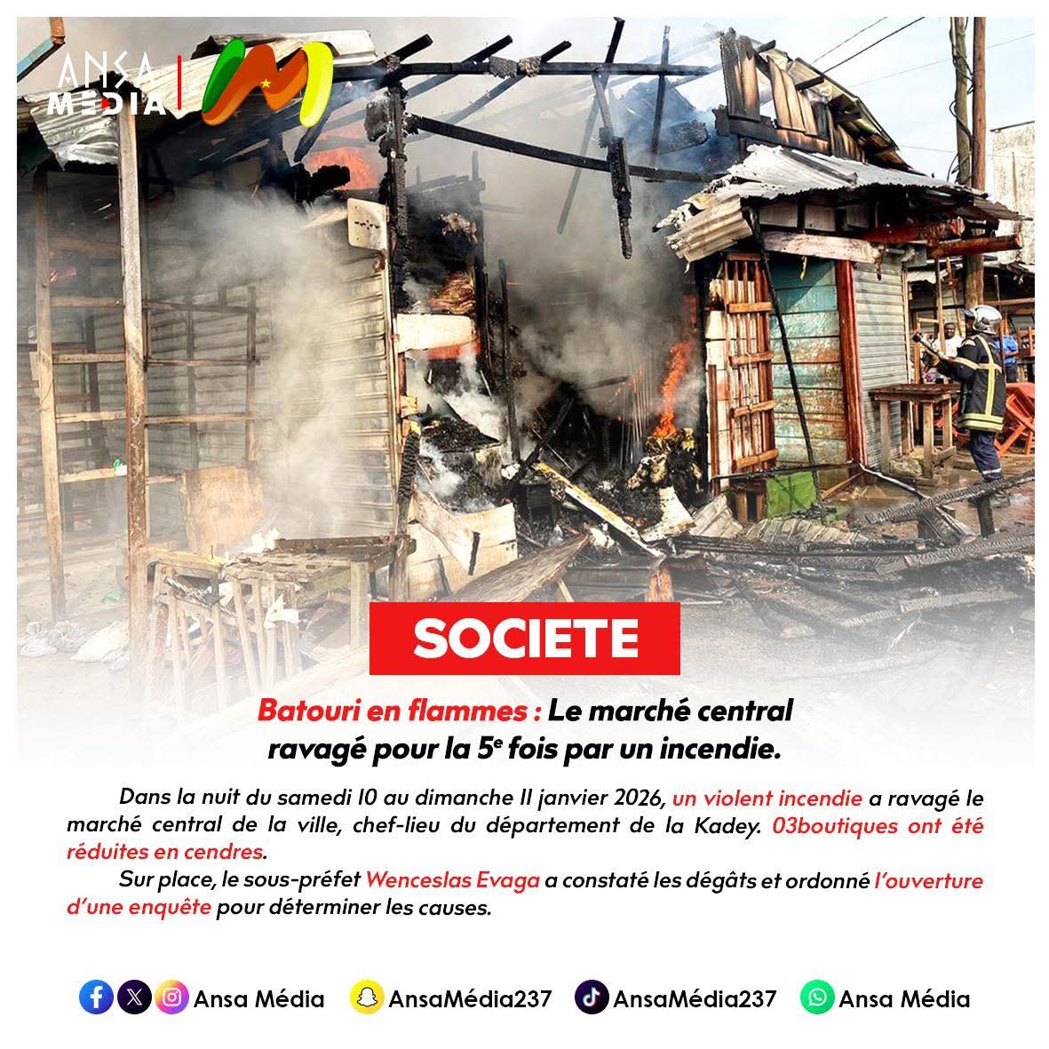 Batouri en flammes : Le marché central ravagé pour la 5ème fois par un incendie.