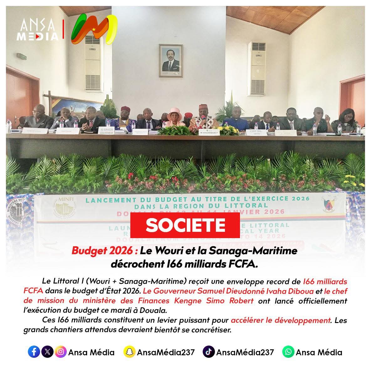 Budget 2026 : Le Wouri et la Sanaga-Maritime décrochent 166 milliards FCFA.