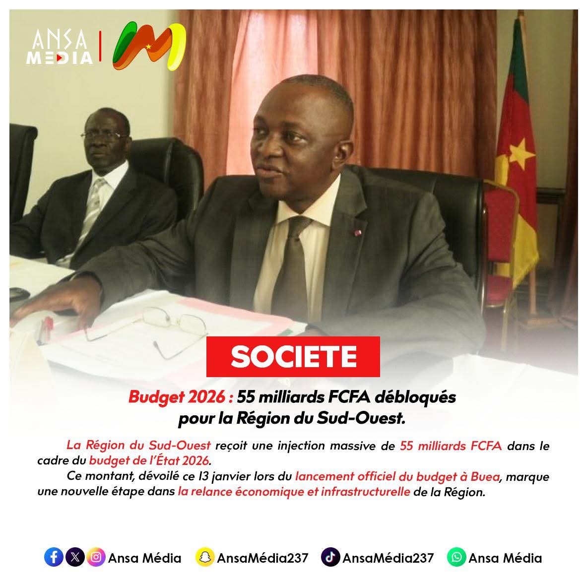 Sud-Ouest : 55 milliards FCFA débloqués comme budget pour la Région.