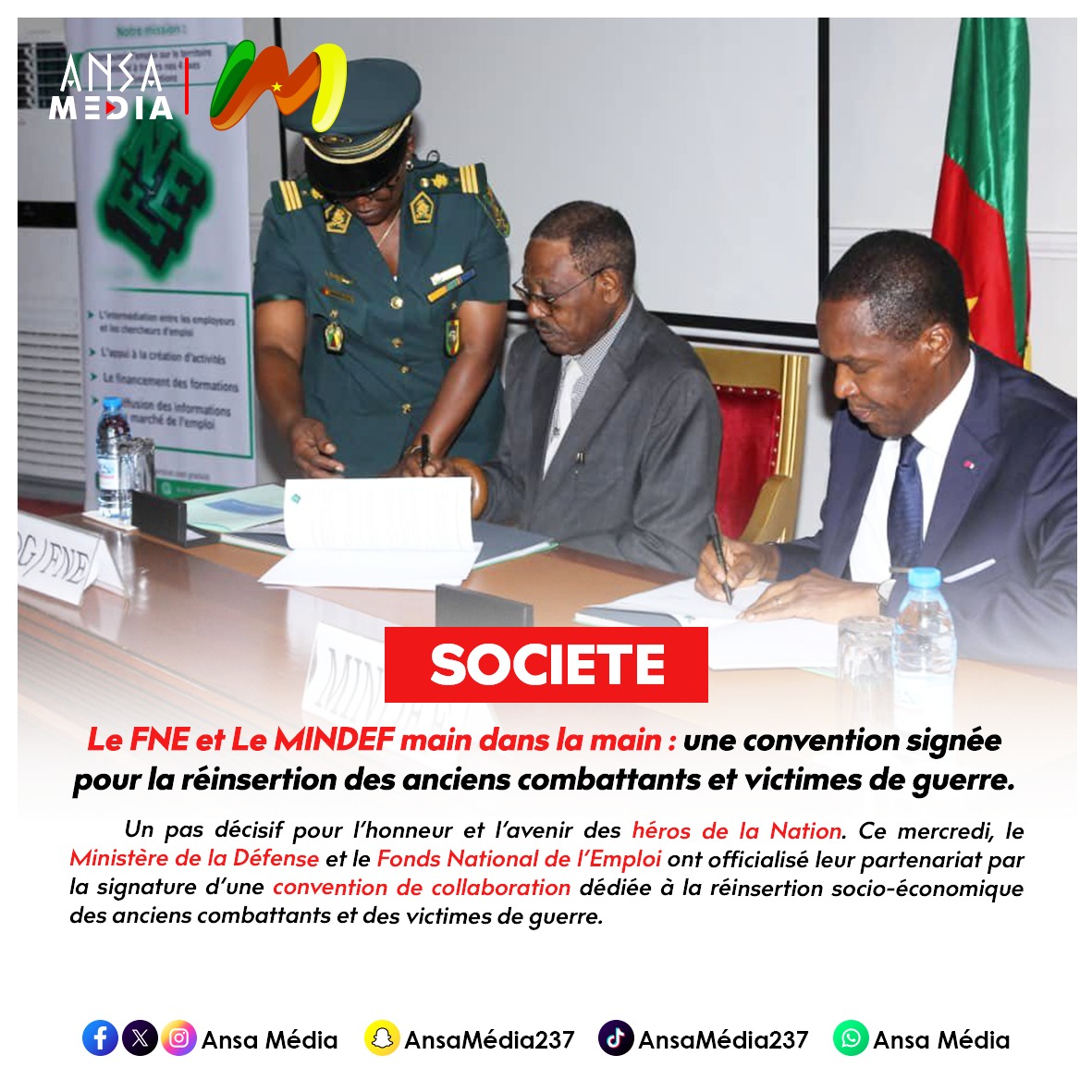 Le FNE et Le MINDEF main dans la main