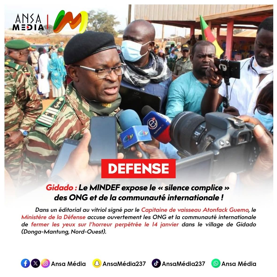 Le MINDEF expose le « silence complice » des ONG et de la communauté internationale !