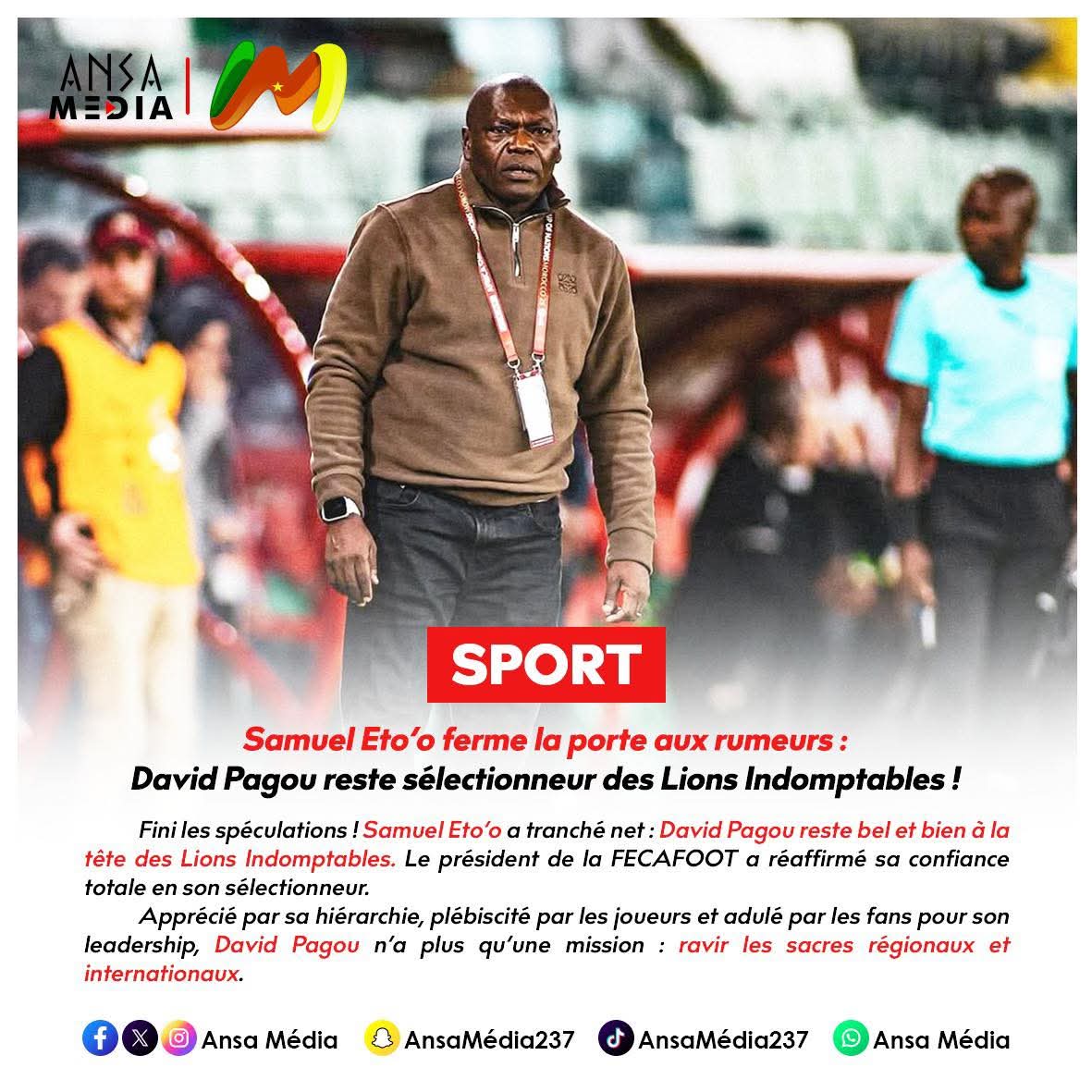 David Pagou reste sélectionneur des Lions Indomptables !