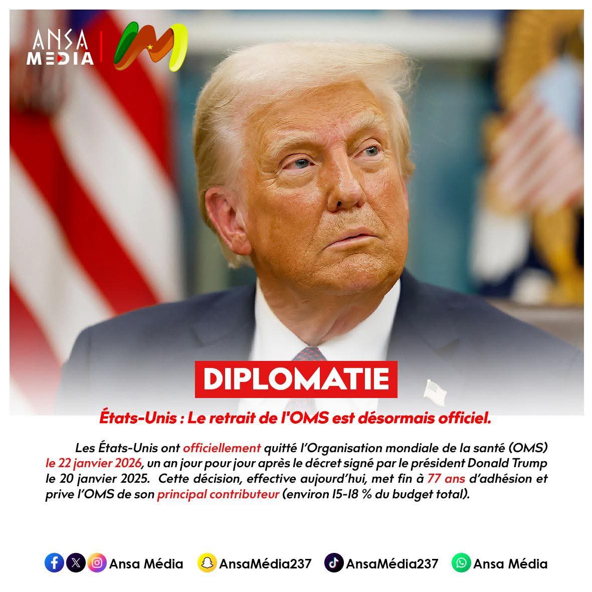 Les États-Unis ont officiellement quitté l’Organisation mondiale de la santé (OMS)