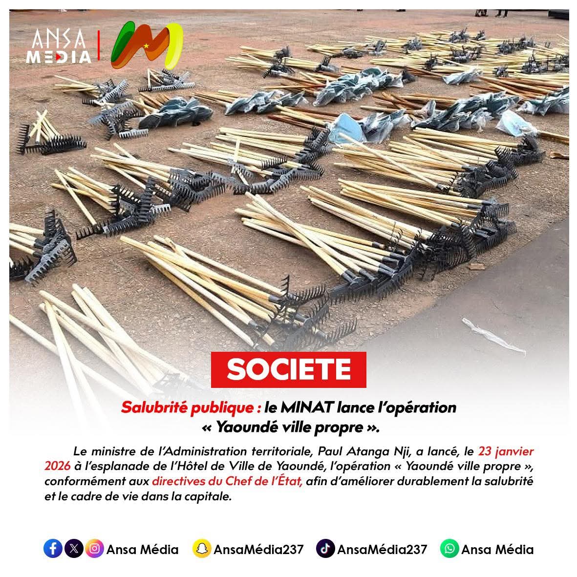 Salubrité publique : le MINAT lance l’opération « Yaoundé ville propre ».