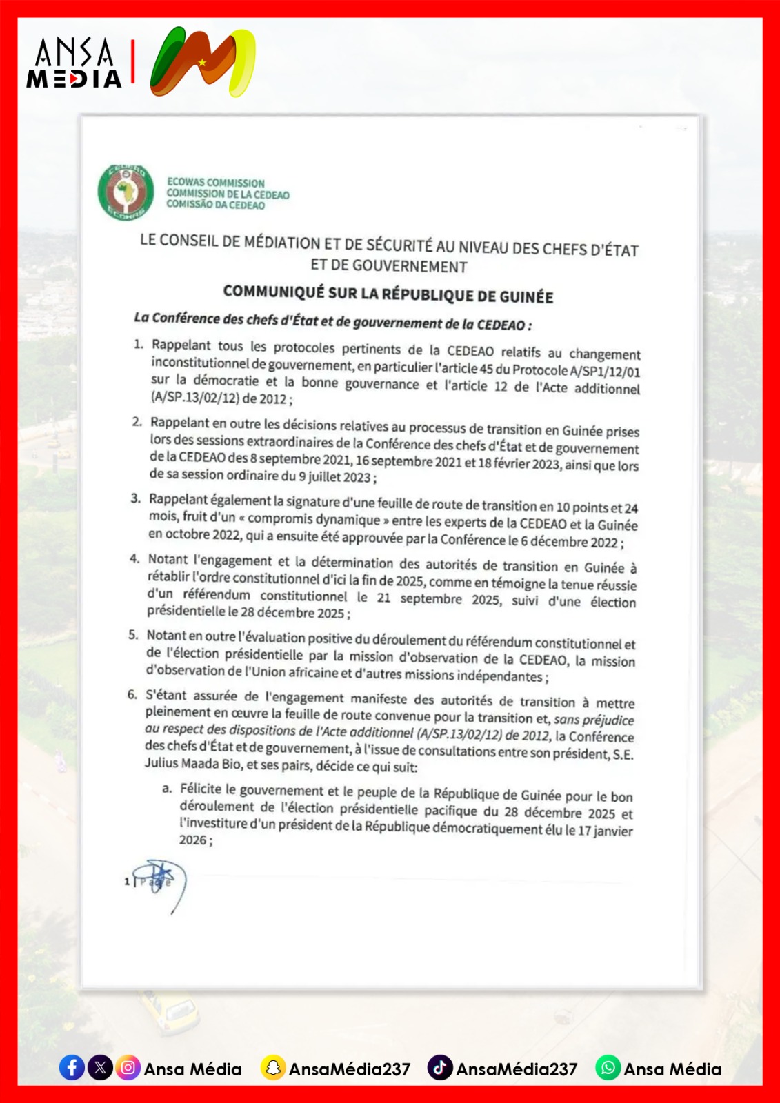 CEDEAO : fin des sanctions contre la Guinée, Mamady Doumbouya pleinement reconnu
