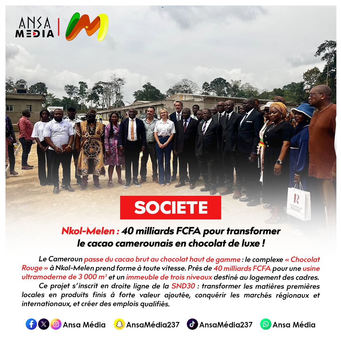 40 milliards FCFA pour transformer le cacao camerounais en chocolat de luxe