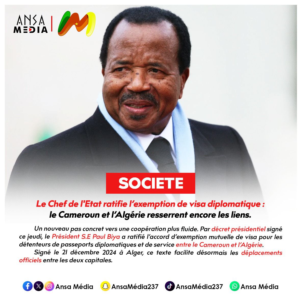 Cameroun et Algérie resserrent encore les liens.