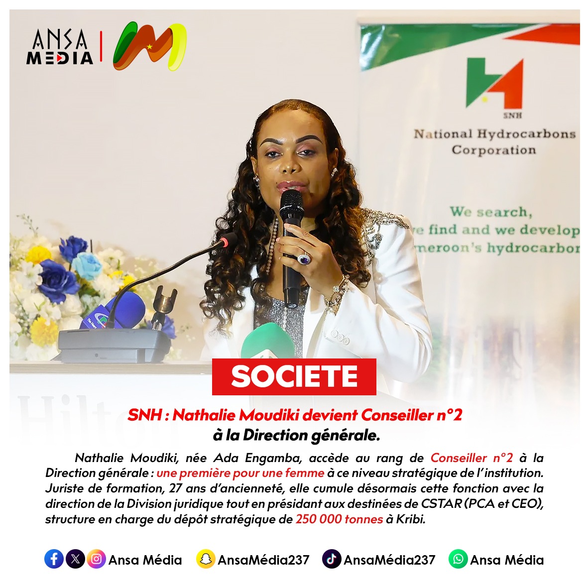 SNH : Nathalie Moudiki devient Conseiller n2 à la Direction générale.