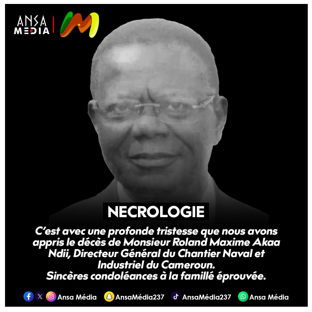 Décès de Monsieur Roland Maxime Akaa Ndii