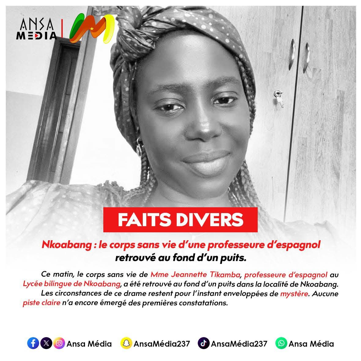 Le corps sans vie d’une professeure d’espagnol retrouvé au fond d’un puits.