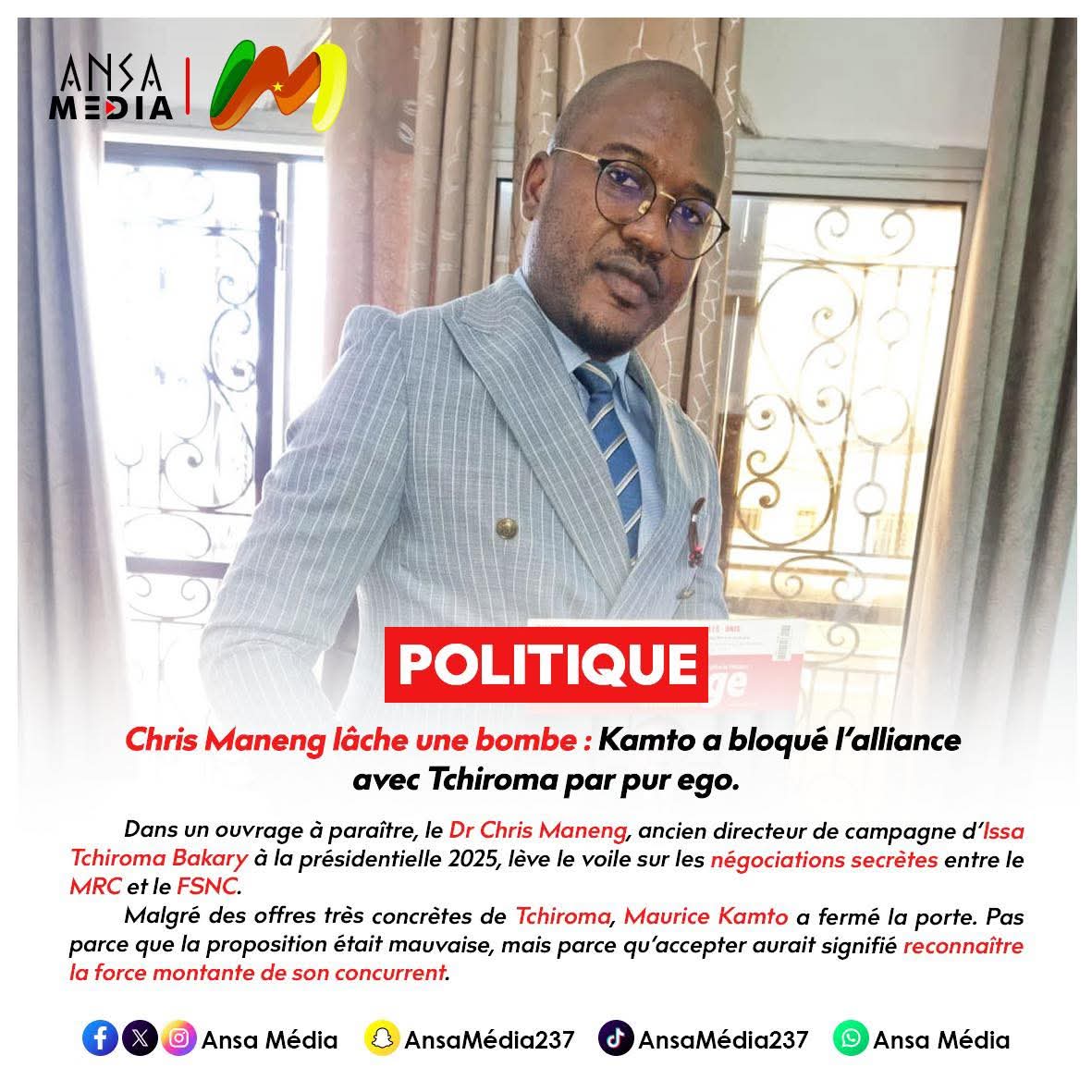 Chris Maneng lâche une bombe