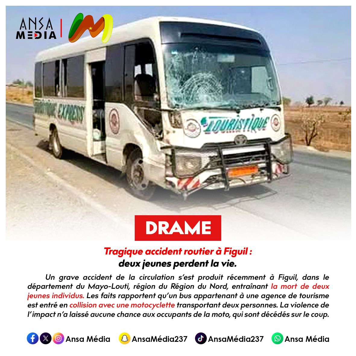 Tragique accident routier à Figuil : deux jeunes perdent la vie.