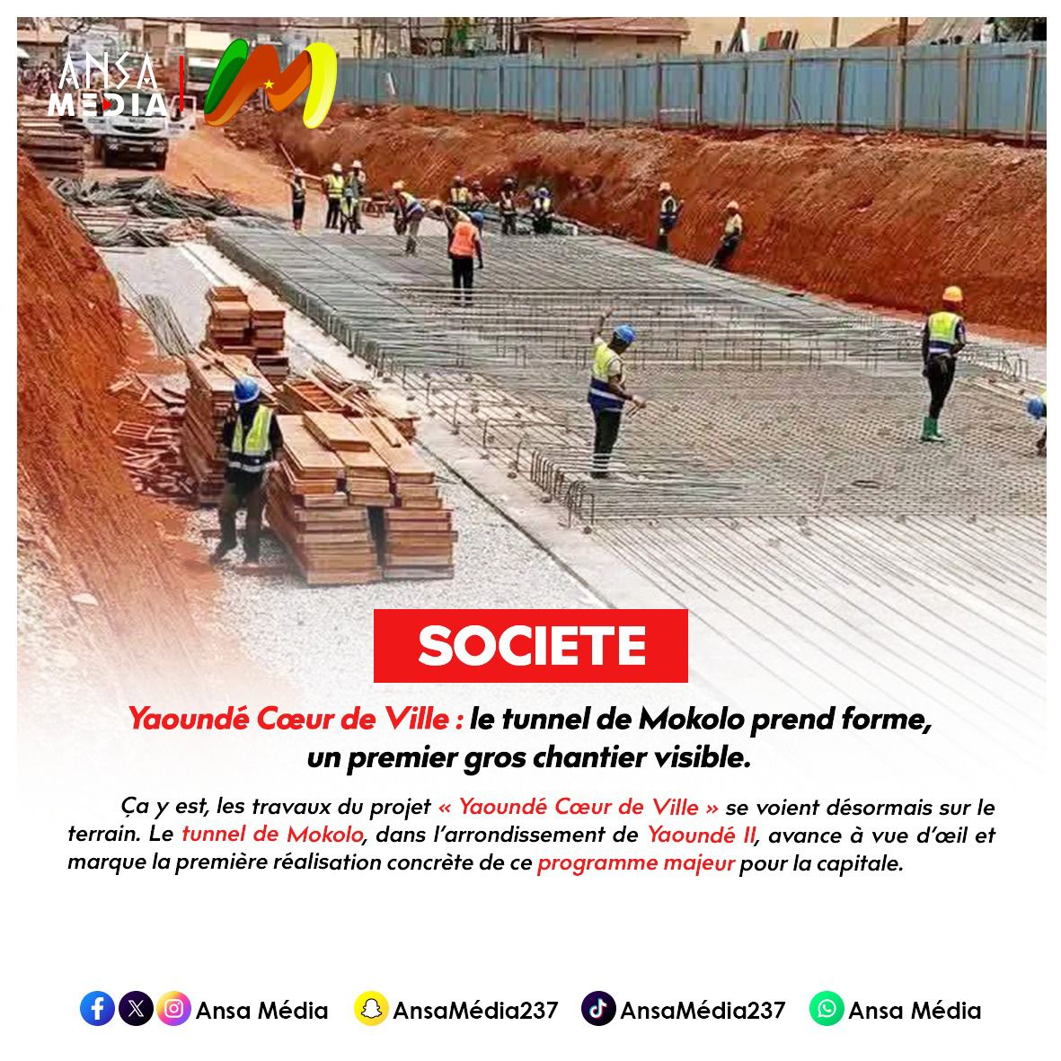 Yaoundé Cœur de Ville : le tunnel de Mokolo prend forme, un premier gros chantier visible.