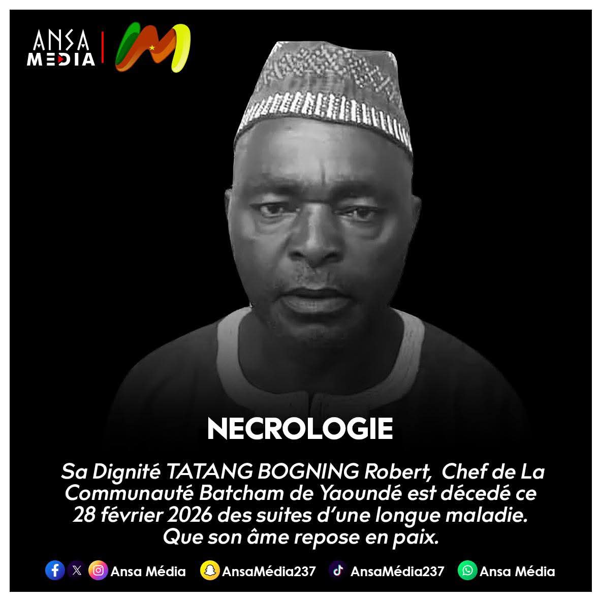 La Communauté Batcham de Yaoundé en deuil.