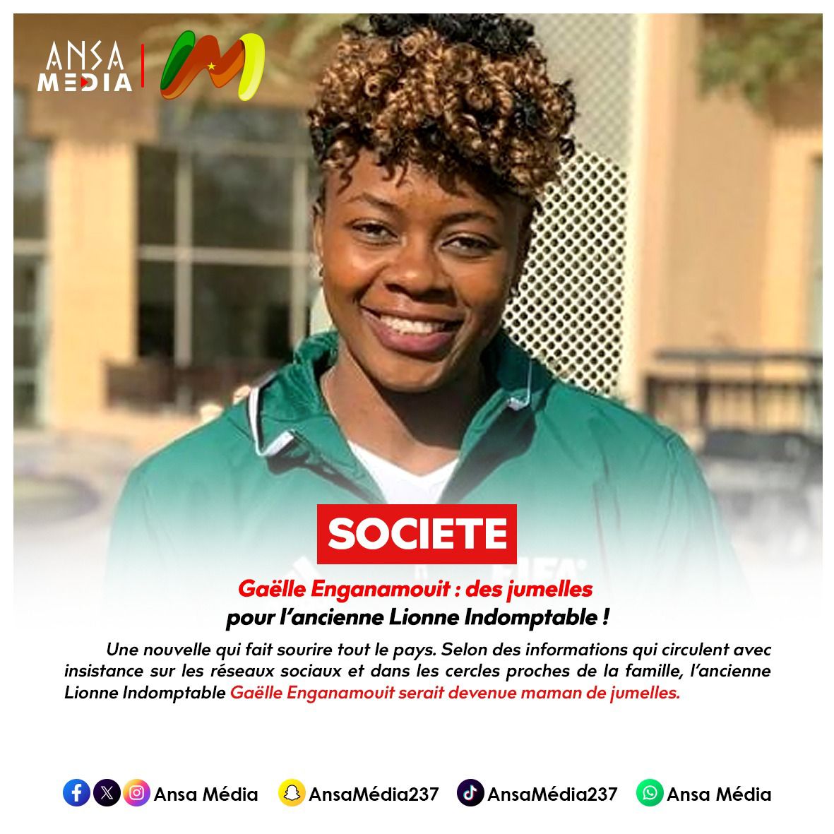 Gaëlle Enganamouit : des jumelles pour l’ancienne Lionne Indomptable !