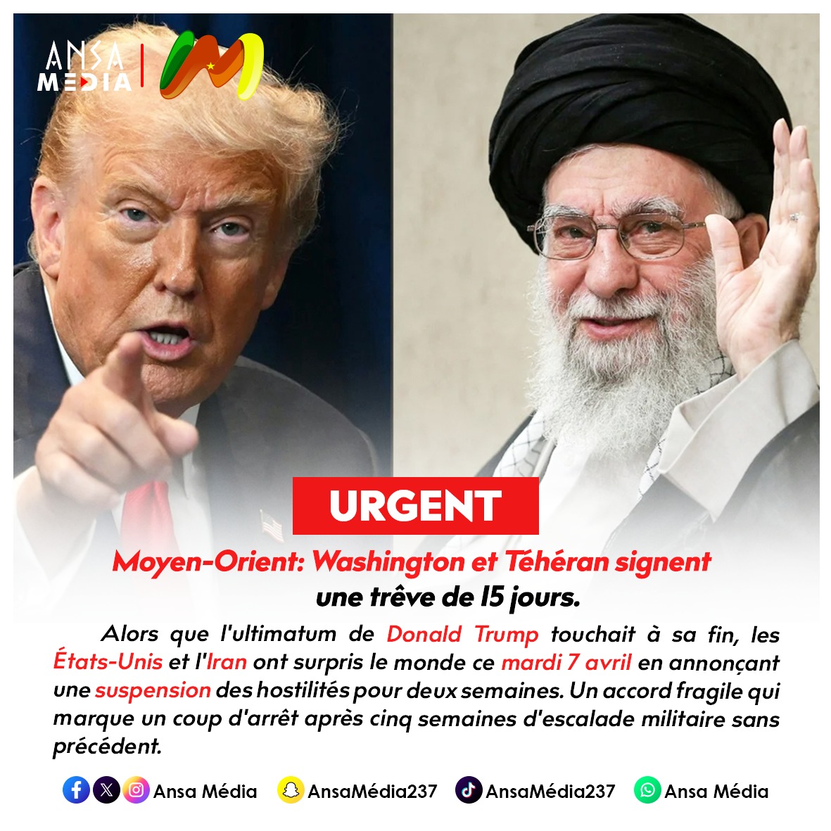 Moyen-Orient : Washington et Téhéran signent une trêve de 15 jours !