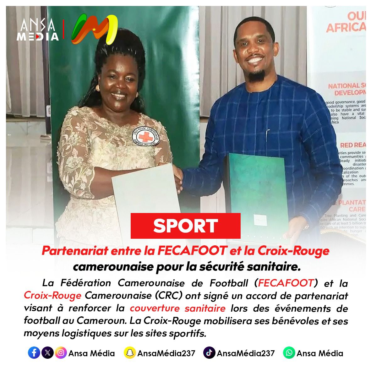 Partenariat entre la FECAFOOT et la Croix-Rouge camerounaise pour la sécurité sanitaire.