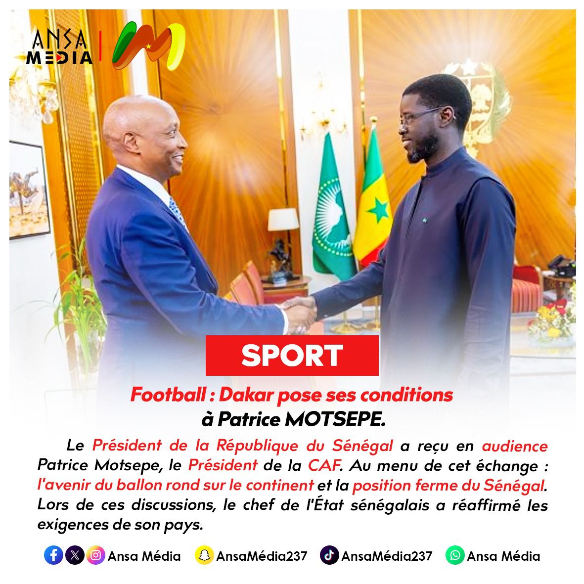 Football : Dakar pose ses conditions à Patrice MOTSEPE !