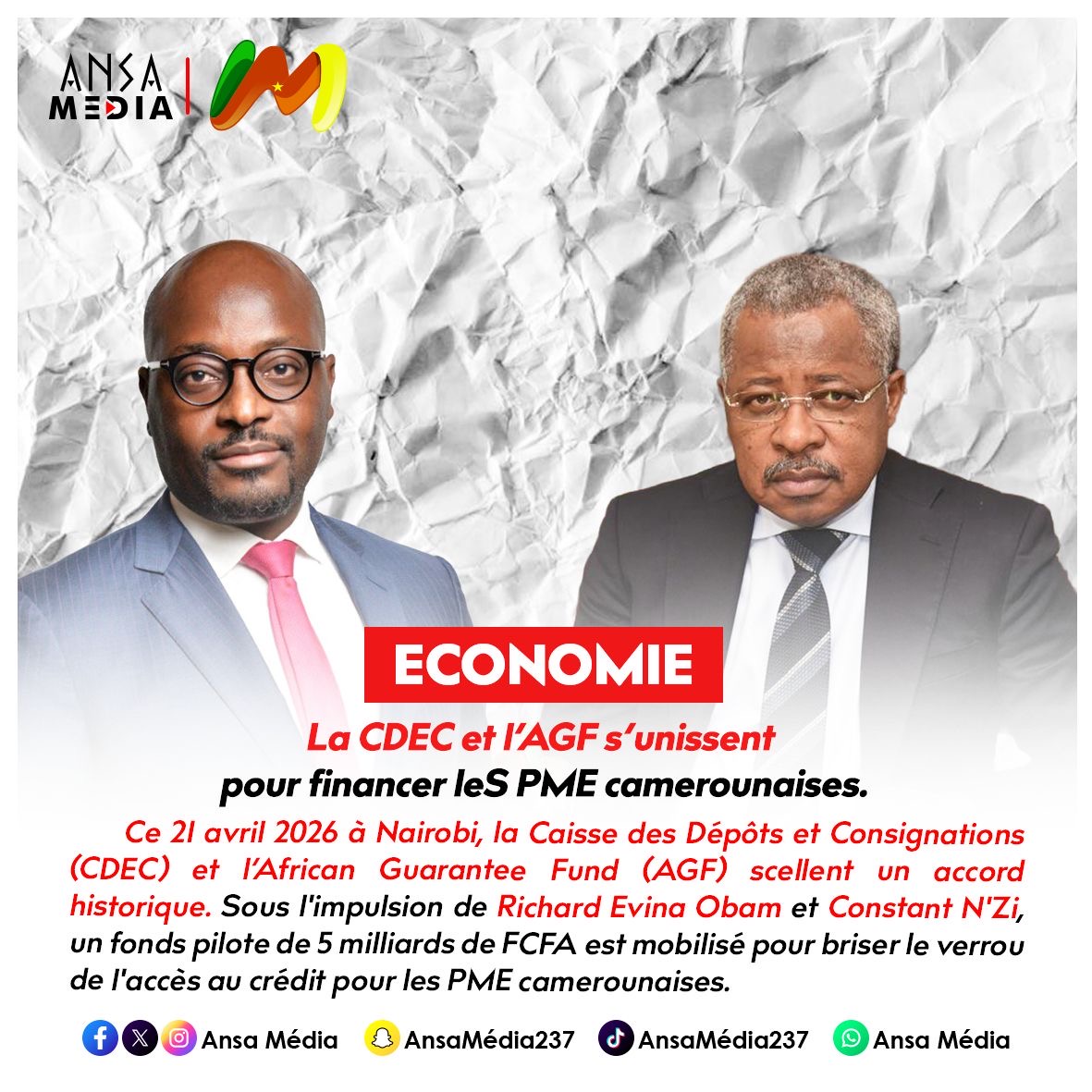 La CDEC et l’AGF s’unissent pour financer leS PME camerounaises !