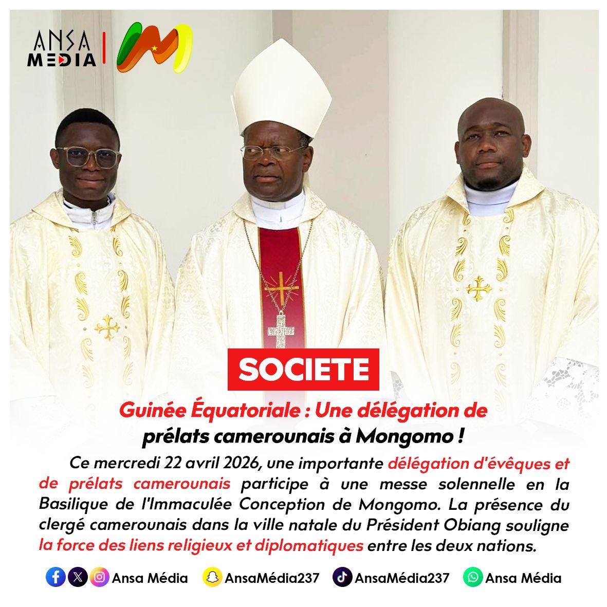 Guinée Équatoriale : Une délégation de prélats camerounais à Mongomo !