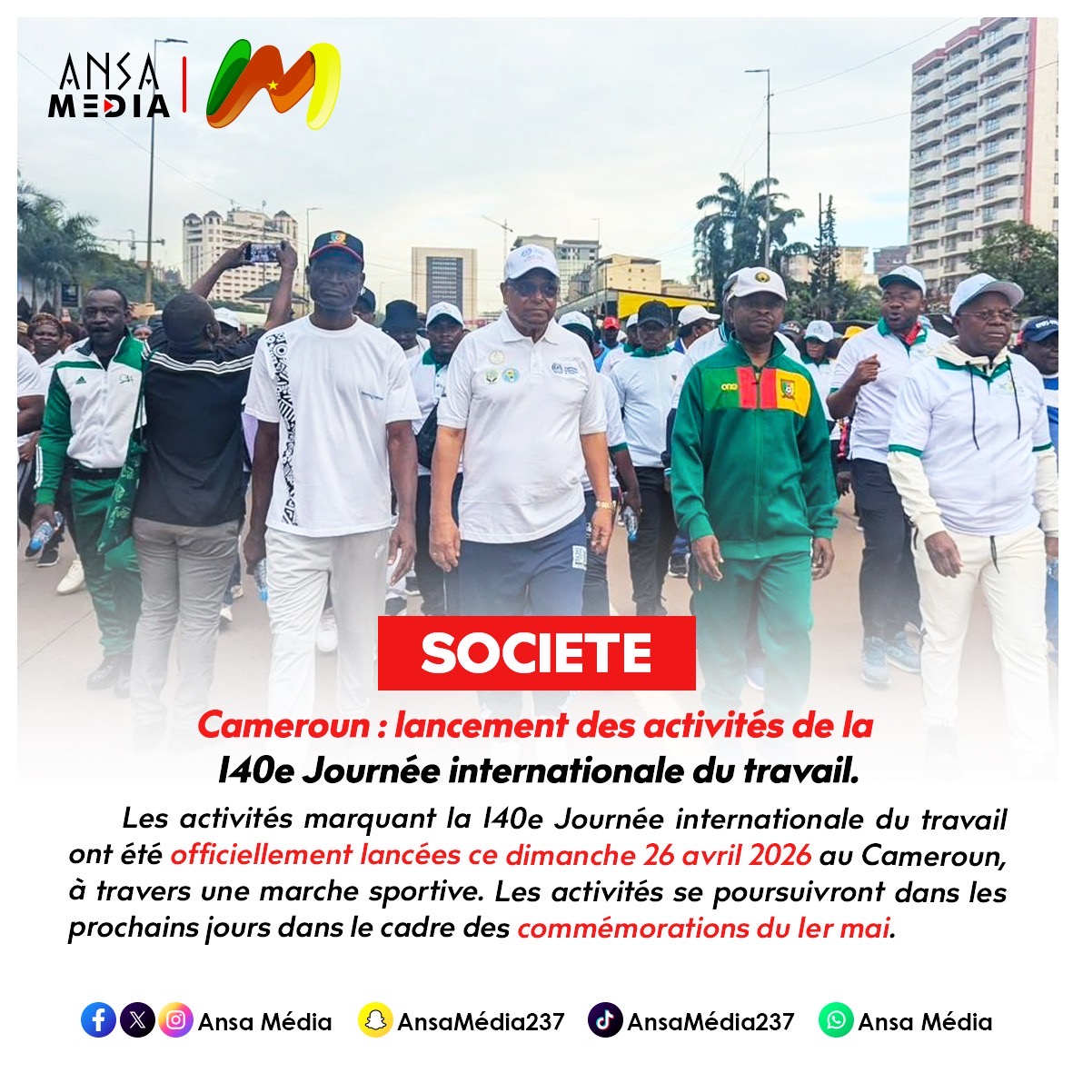 Cameroun : lancement des activités de la 140e Journée internationale du travail.