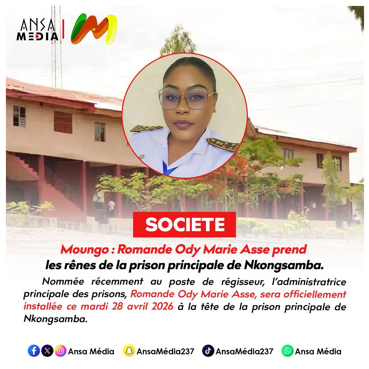 Romande Ody Marie Asse prend les rênes de la prison principale de Nkongsamba.