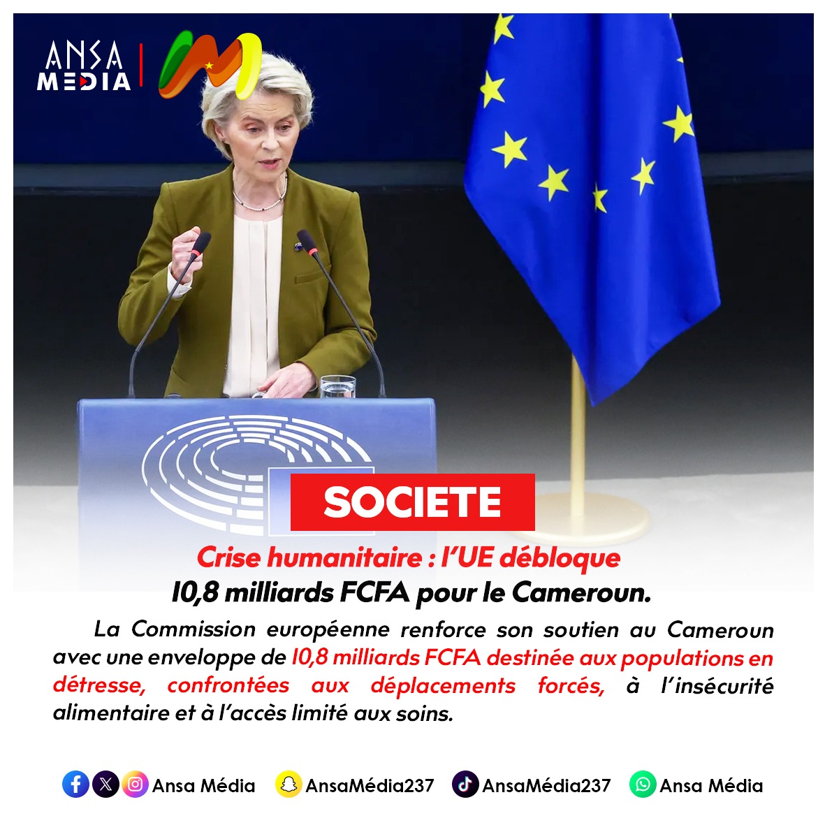 l’Union européenne mobilise 10,8 milliards FCFA pour les populations vulnérables.