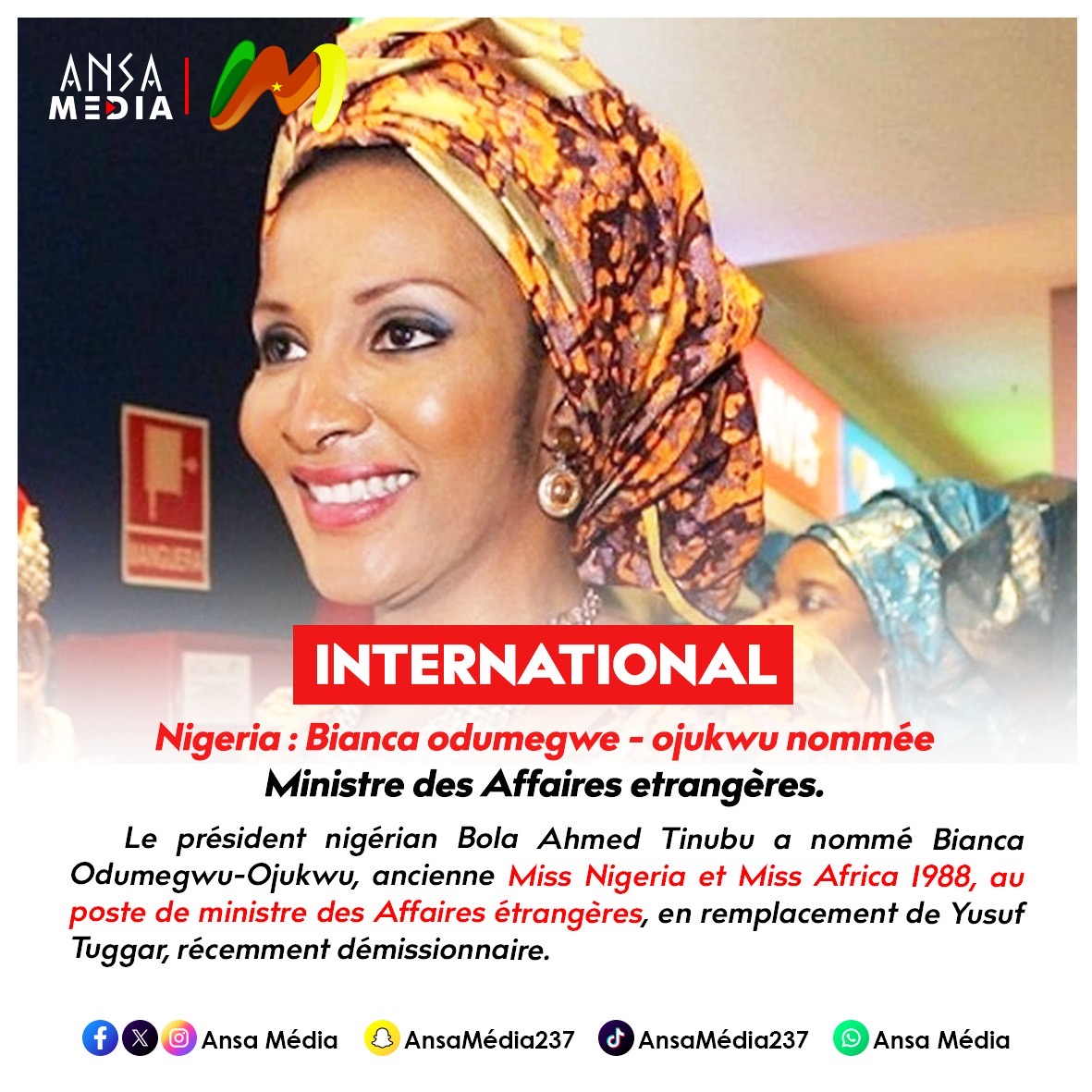 Nigeria : Bianca Odumegwu-Ojukwu nommée ministre des Affaires étrangères.