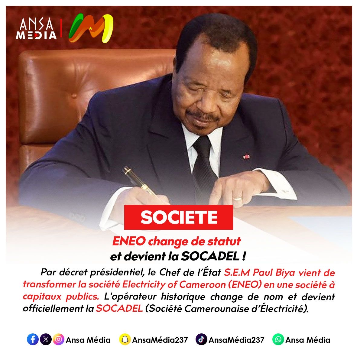 ENEO change de statut et devient la SOCADEL !