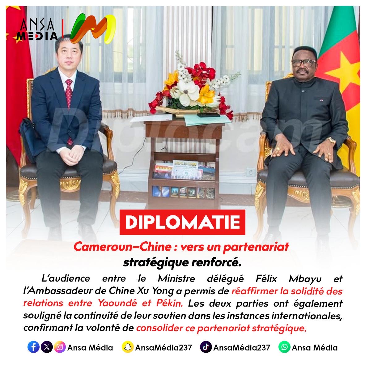 Cameroun–Chine : vers un partenariat stratégique renforcé.