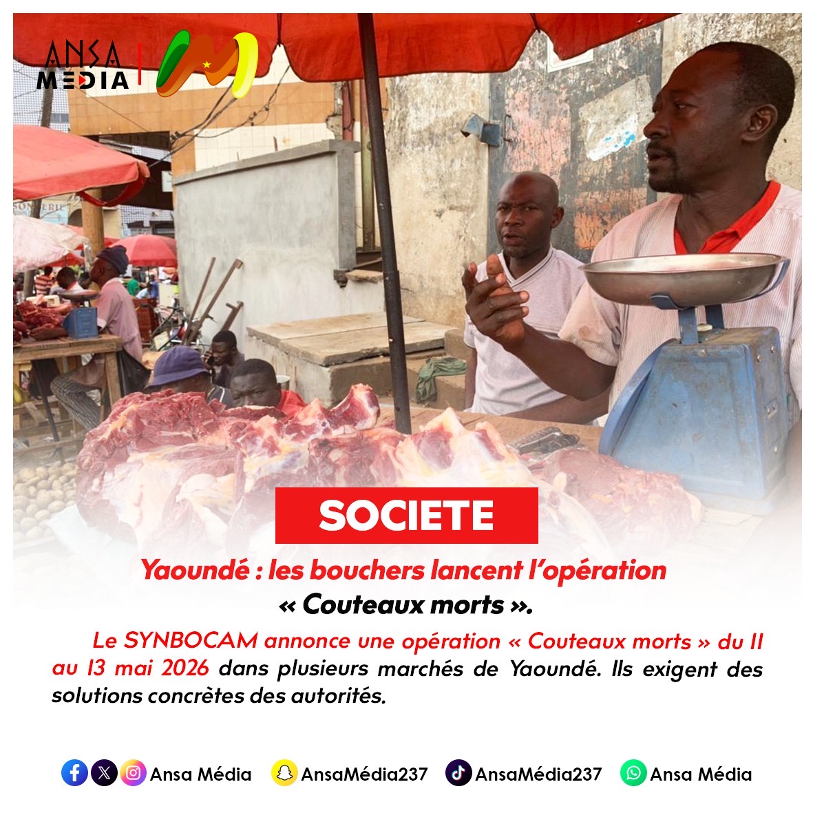 Yaoundé : les bouchers lancent l’opération « Couteaux morts ».