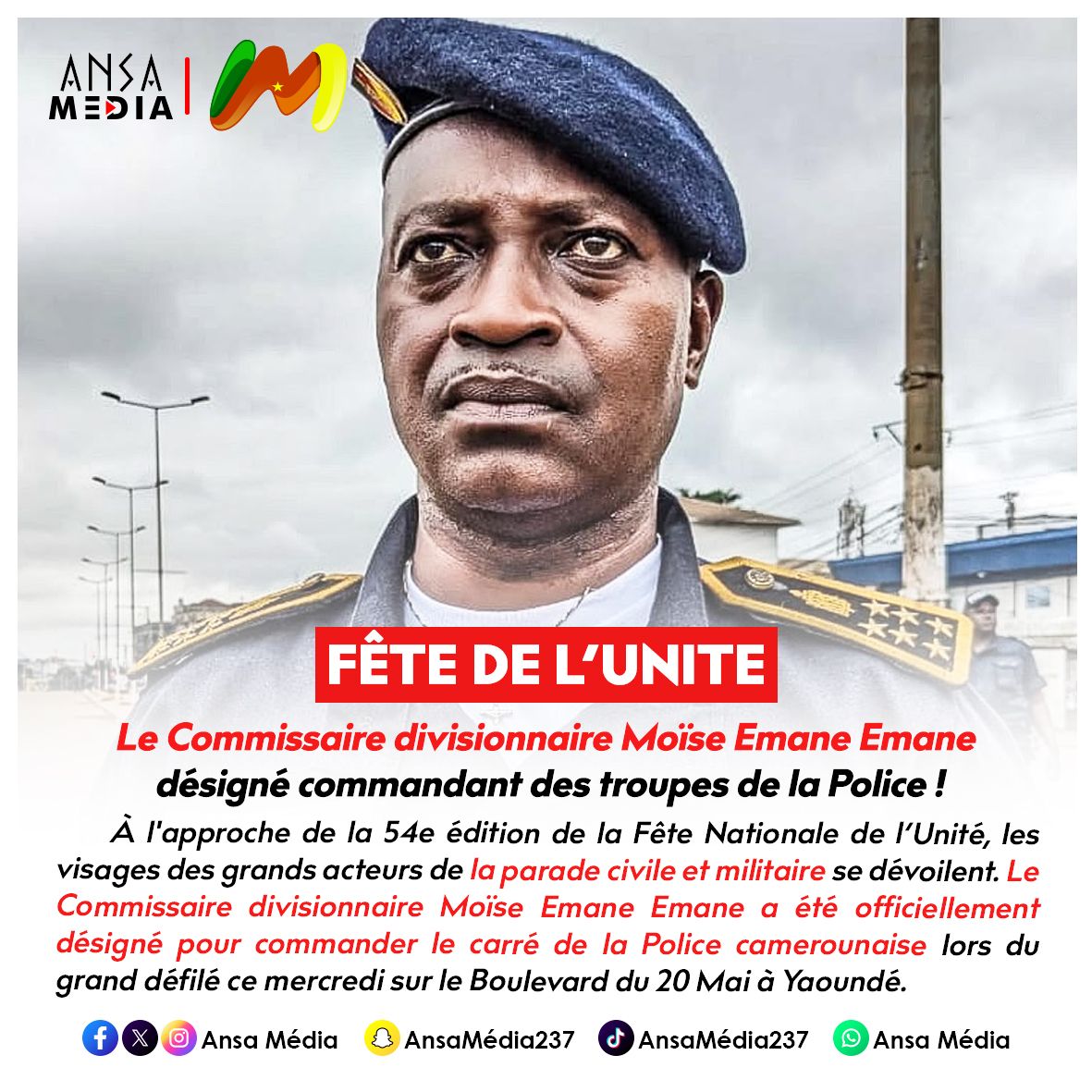 Le Commissaire divisionnaire Moïse Emane Emane désigné commandant des troupes de la Police !