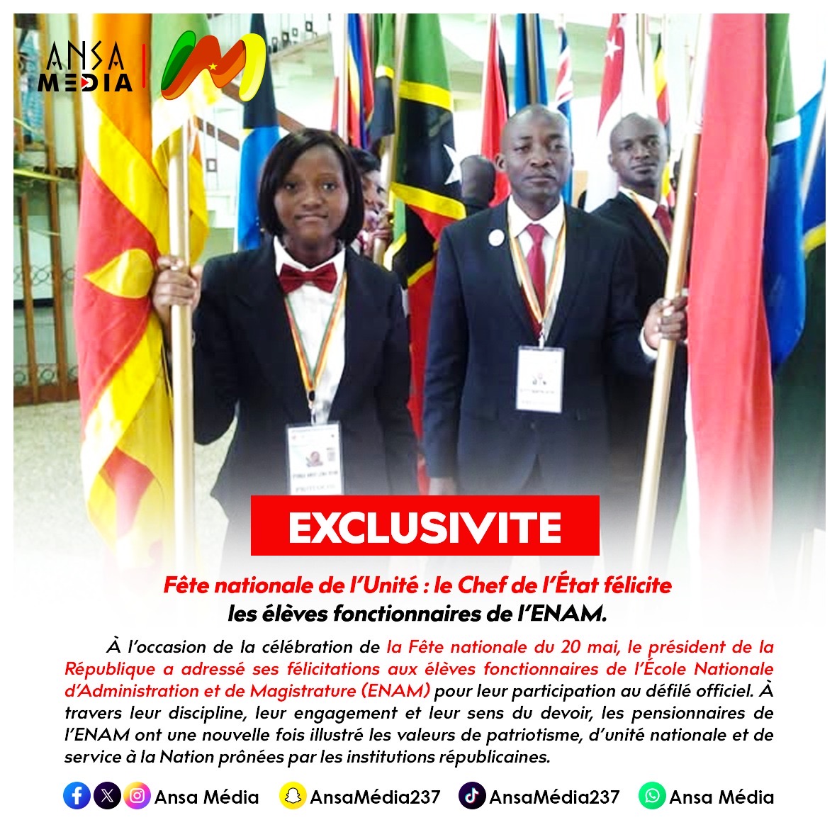 Fête nationale de l’Unité : le Chef de l’État félicite les élèves fonctionnaires de l’ENAM